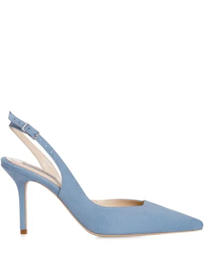 Smiling Shoes 80mm Cillie Suede Slingback Pumps In Blue