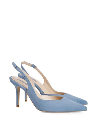 Smiling Shoes 80mm Cillie Suede Slingback Pumps In Blue