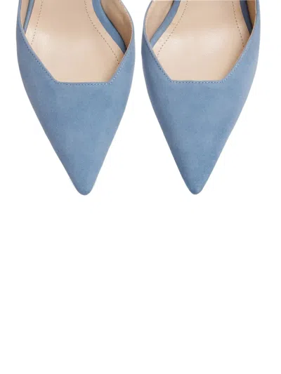 Smiling Shoes 80mm Cillie Suede Slingback Pumps In Blue