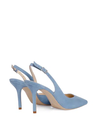 Smiling Shoes 80mm Cillie Suede Slingback Pumps In Blue