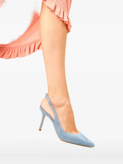 Smiling Shoes 80mm Cillie Suede Slingback Pumps In Blue