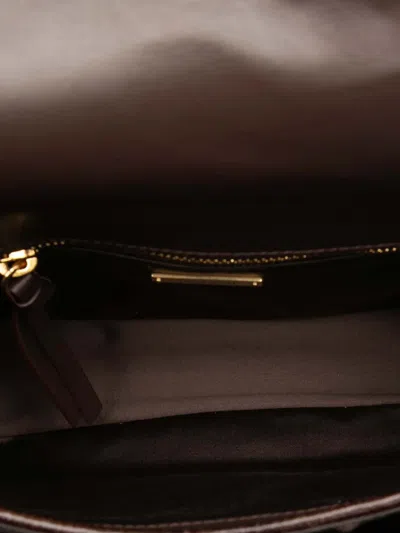 Pre-owned Miu Miu 2010-2025 Nappa Chevron Patchwork Flap Crossbody Bag In Brown