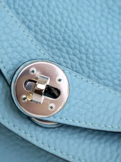 Pre-owned Hermes 2015 Clemence Lindy 30 Shoulder Bag In Blue