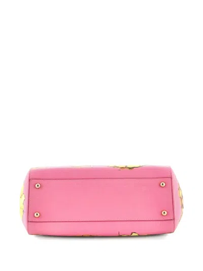 Pre-owned Dolce & Gabbana Miss Sicily Bag Printed Leather Medium Satchel In Pink