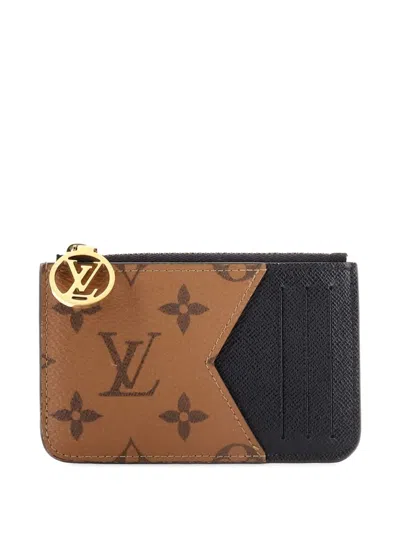 Pre-owned Louis Vuitton Romy Reverse Monogram Canvas Card Holder In Brown