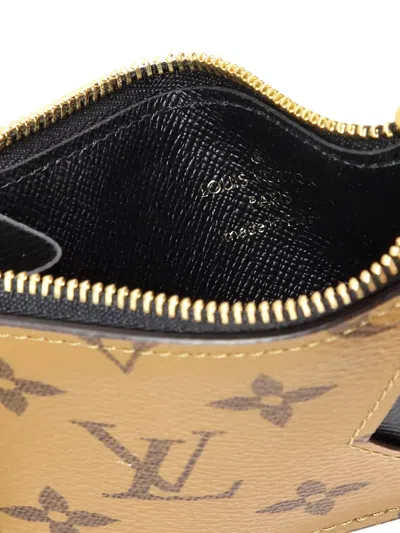 Pre-owned Louis Vuitton Romy Reverse Monogram Canvas Card Holder In Brown