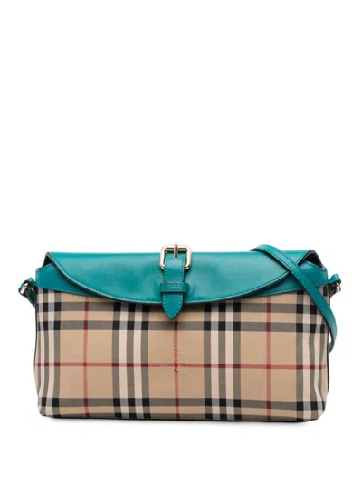 Pre-owned Burberry 2000-2017 Haymarket Check Coated Canvas Leah Crossbody Bag In Brown