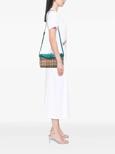 Pre-owned Burberry 2000-2017 Haymarket Check Coated Canvas Leah Crossbody Bag In Brown