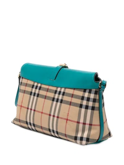 Pre-owned Burberry 2000-2017 Haymarket Check Coated Canvas Leah Crossbody Bag In Brown