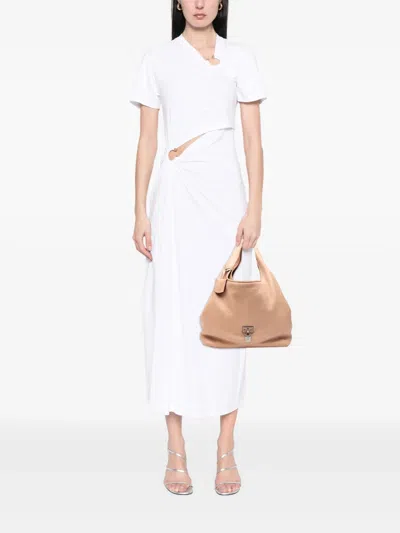 Pre-owned Loewe 2008 Calfskin Calle Lock Shoulder Bag In Brown