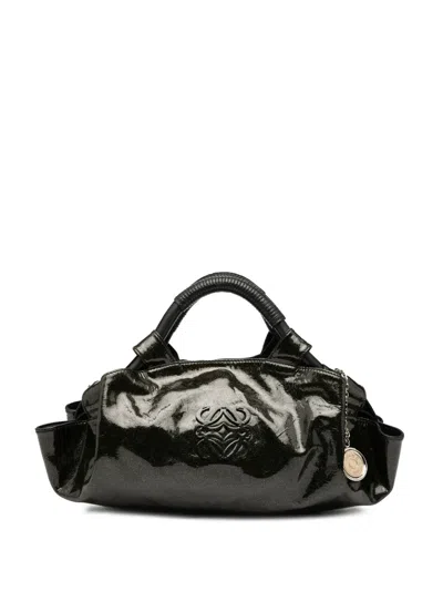 Pre-owned Loewe 2000-2025 Patent Glitter Aire Hobo Bag In Black