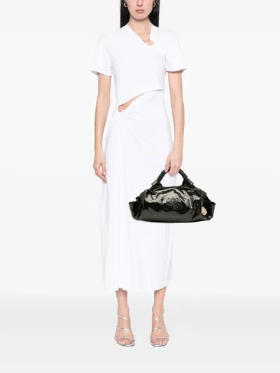 Pre-owned Loewe 2000-2025 Patent Glitter Aire Hobo Bag In Black