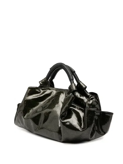 Pre-owned Loewe 2000-2025 Patent Glitter Aire Hobo Bag In Black