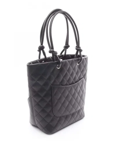 Pre-owned Chanel 2010-2011 Medium Lambskin Cambon Ligne Tote Bag In Black