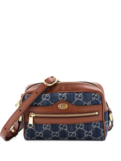 Pre-owned Gucci Ophidia Shoulder Bag Gg Denim Mini Crossbody Bag In Blue