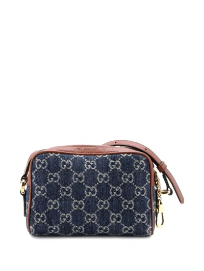 Pre-owned Gucci Ophidia Shoulder Bag Gg Denim Mini Crossbody Bag In Blue