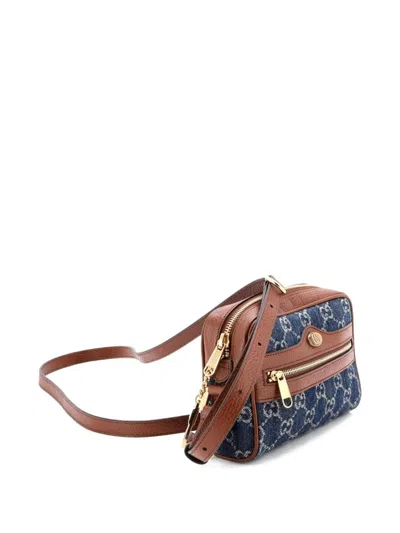 Pre-owned Gucci Ophidia Shoulder Bag Gg Denim Mini Crossbody Bag In Blue