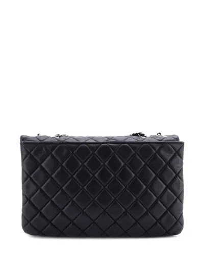 Pre-owned Chanel 3 Flap Bag Nm Quilted Lambskin Jumbo Shoulder Bag In Black