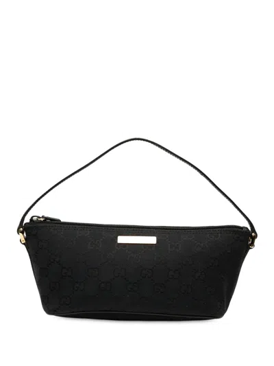 Pre-owned Gucci 2000-2015 Gg Canvas Boat Shoulder Bag In Black