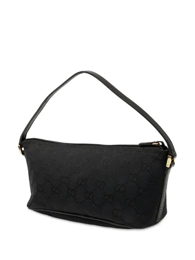 Pre-owned Gucci 2000-2015 Gg Canvas Boat Shoulder Bag In Black