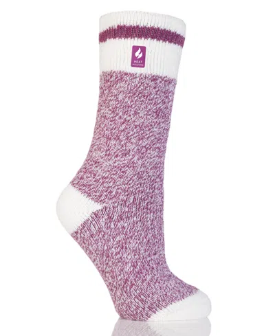 Heat Holders Women's Snowdrop Block Twist Crew Socks In Pink