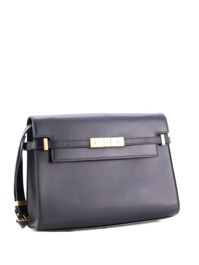 Pre-owned Saint Laurent Manhattan Leather Medium Shoulder Bag In Black
