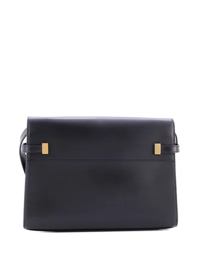 Pre-owned Saint Laurent Manhattan Leather Medium Shoulder Bag In Black