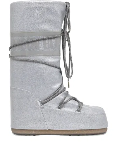 Moon Boot Icon Glitter Snow Boots In Gray