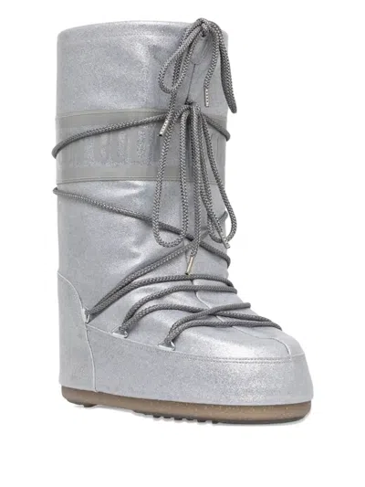 Moon Boot Icon Glitter Snow Boots In Gray