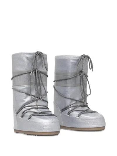 Moon Boot Icon Glitter Snow Boots In Gray