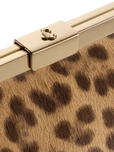 Jimmy Choo Ganache Leopard-print Chain Clutch Bag In Neutral
