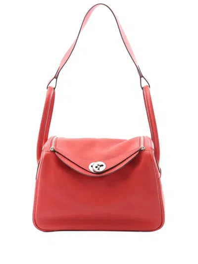 Pre-owned Hermes 2016 Clemence Lindy 26 Satchel In Red