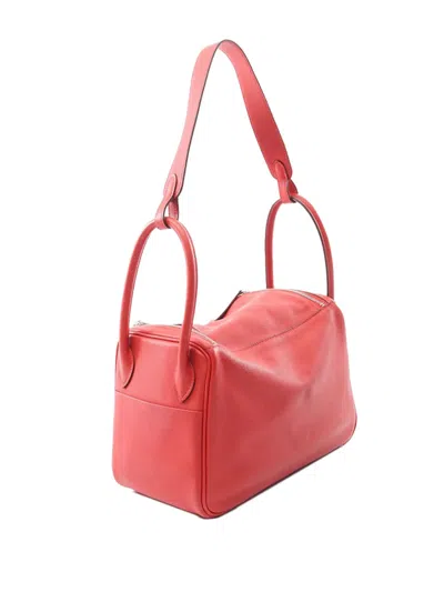 Pre-owned Hermes 2016 Clemence Lindy 26 Satchel In Red