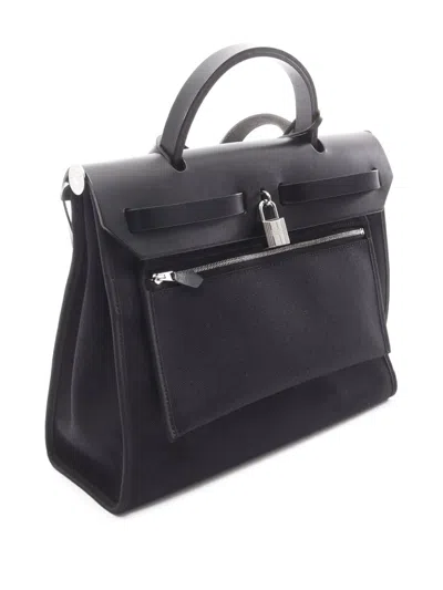 Pre-owned Hermes 2018 Toile Herbag Zip 31 Satchel In Black