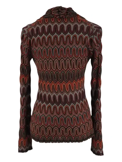 Pre-owned Missoni Zig-zag V-neck Top In Red