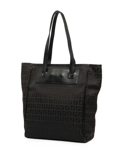 Pre-owned Fendi 2000-2010 Zucchino Canvas Tote Bag In Brown