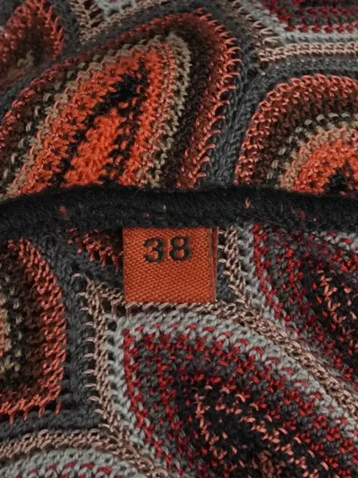 Pre-owned Missoni Zig-zag V-neck Top In Red