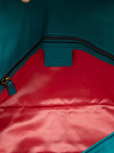 Pre-owned Gucci 2016-2025 Medium Gg Marmont Matelasse Velvet Shoulder Bag In Blue