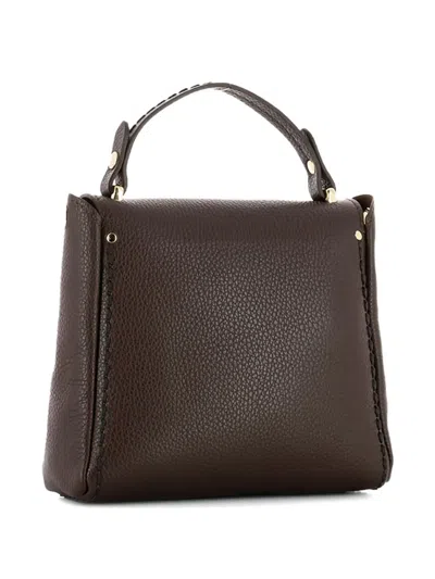 Visonà Twist-lock Leather Crossbody Bag In Brown