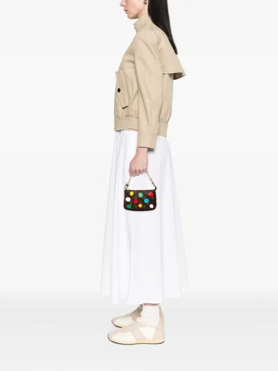 Pre-owned Louis Vuitton 2021-2025 Yayoi Kusama Monogram Painted Dots Mini Pochette Accessoires Handbag In Brown