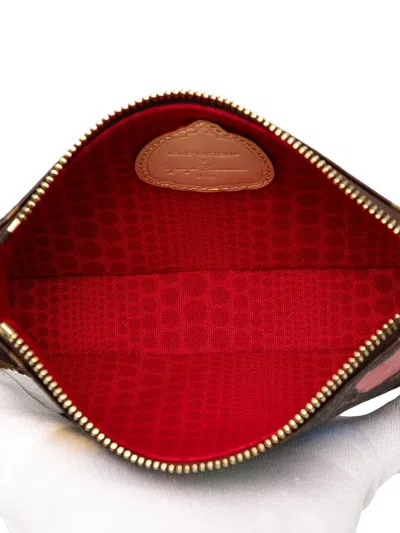 Pre-owned Louis Vuitton 2021-2025 Yayoi Kusama Monogram Painted Dots Mini Pochette Accessoires Handbag In Brown