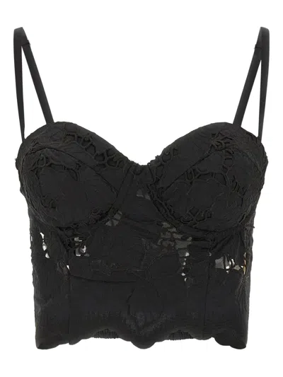 L'agence Sonya Floral-lace Top In Black