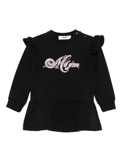 Msgm Stretch Fleece Dress In Black