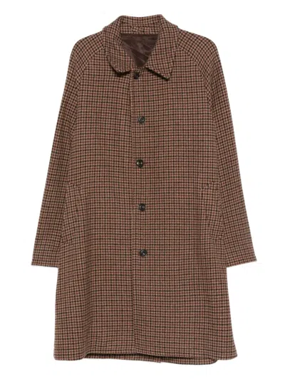 Luigi Bianchi Mantova Houndstooth-pattern Button Coat In Brown