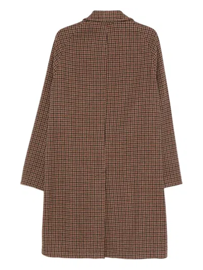 Luigi Bianchi Mantova Houndstooth-pattern Button Coat In Brown