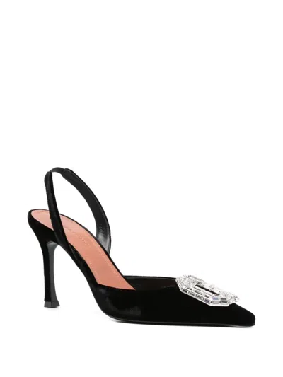 Amina Muaddi 90mm Camelia Crystal-embellished Slingback Pumps In Black