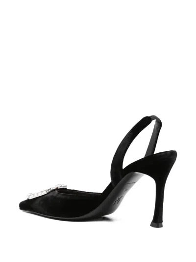 Amina Muaddi 90mm Camelia Crystal-embellished Slingback Pumps In Black