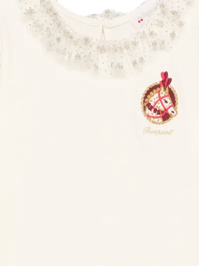 Bonpoint Tidjany Embellished Patch-appliqué Cotton T-shirt In Neutral