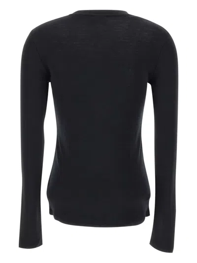 Sun 68 Long-sleeve Round-neck T-shirt In Black