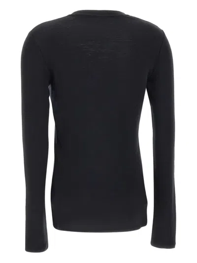 Sun 68 Long-sleeve Round-neck T-shirt In Black